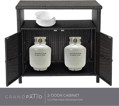 Grand Patio Dylan Outdoor Wicker 2-Door Storage Cabinet, Brown