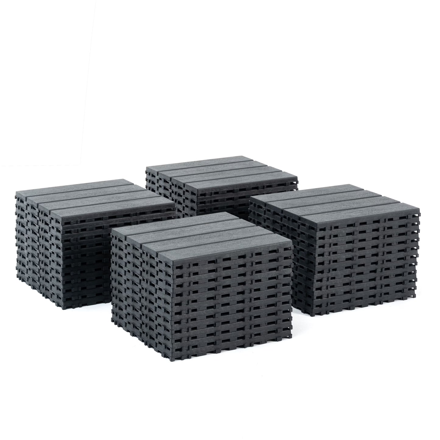 Pouseayar Plastic Interlocking Deck Tiles, 44 Pack,12"x12" Waterproof Outdoor Flooring All Weather Use, Patio Floor Decking Tiles, Grey