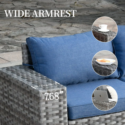 Ovios 9 Pieces Outdoor Patio Furniture with Swivel Rocking Chairs All Weather Wicker Patio Sectional Sofa for Balcony