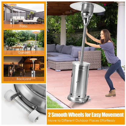 Costway 48,000 BTU Patio Propane Heater Stainless Steel W/Table & Wheels