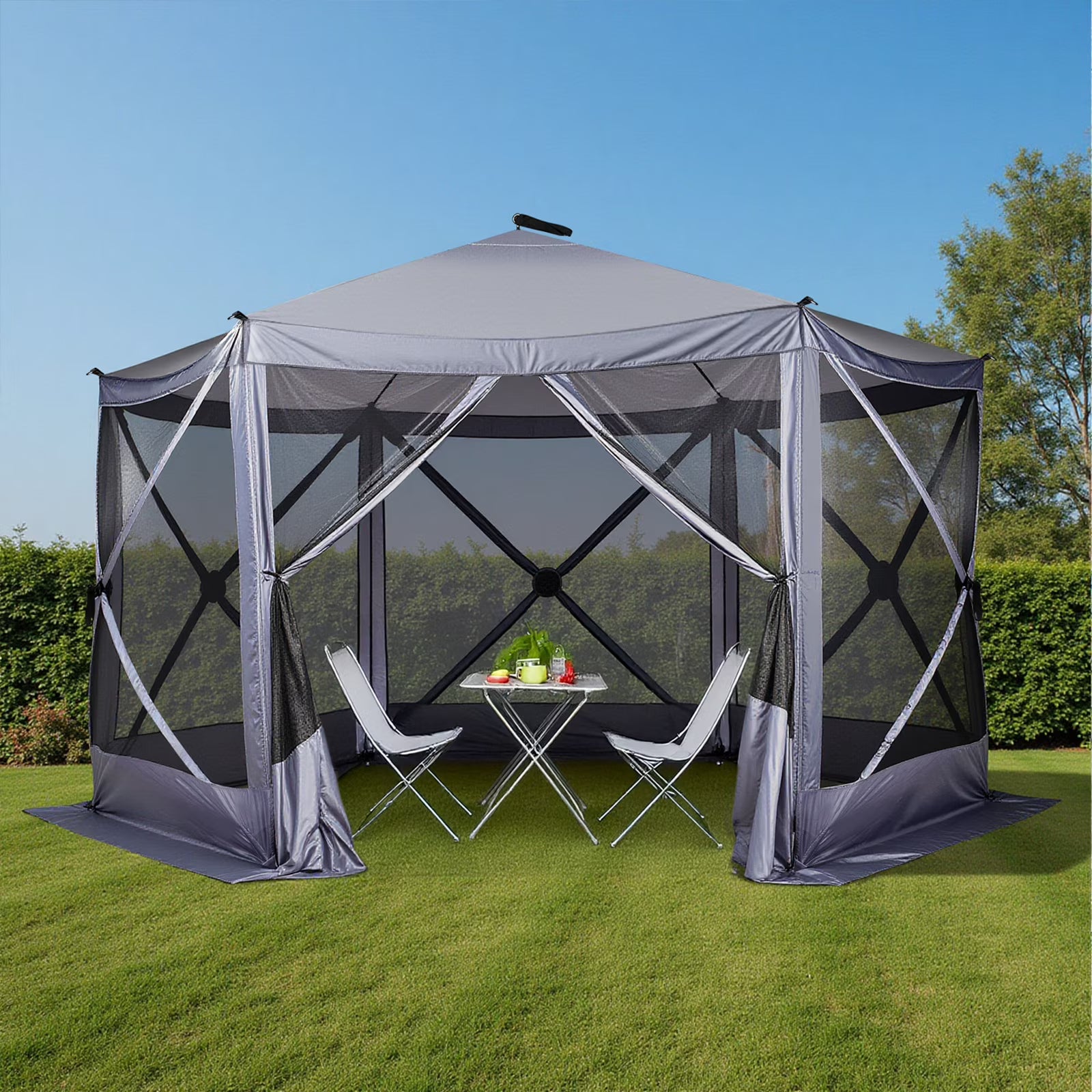 UBesGoo 12 x 12 Ez Pop Up Gazebo Canopy Tent with Mosquito Netting for Patio, Camping and Picnic Includes Carry Bag