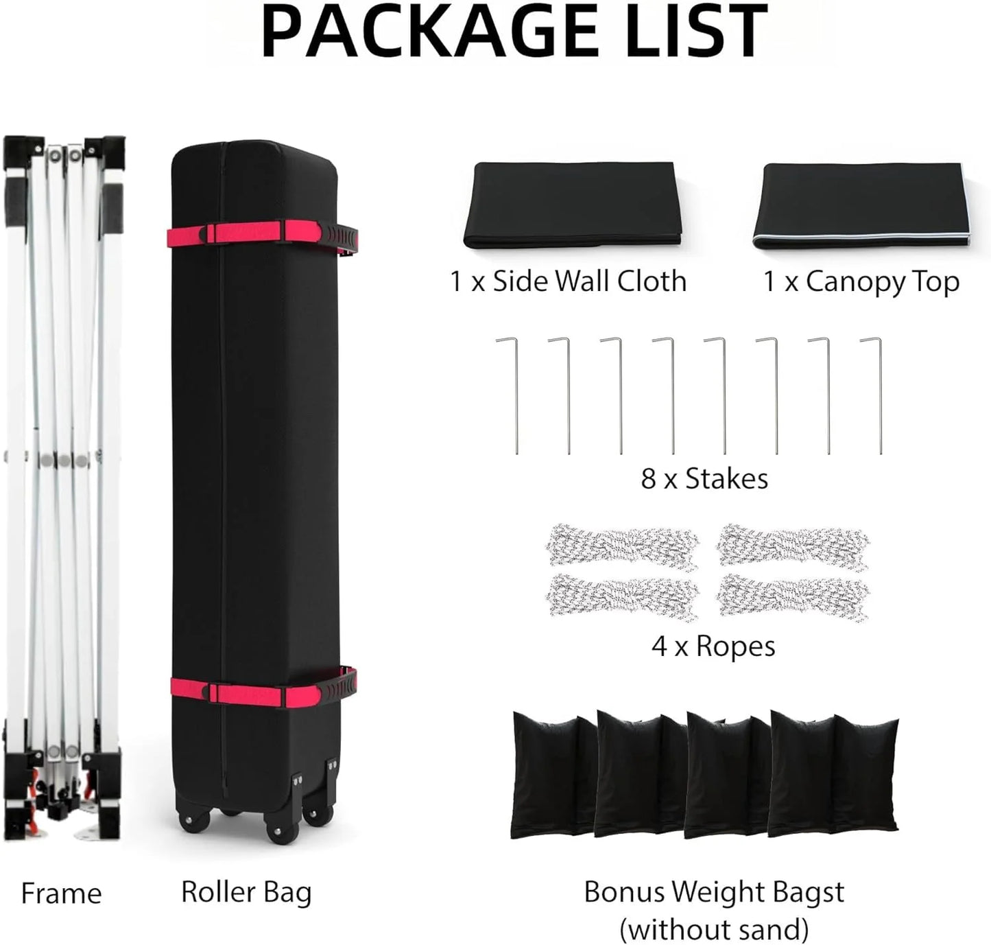 10x10ft Pop Up Canopy Tent with 1 Sidewall, Portable Instant Commercial Canopy Patio Tent with Vented Top Roller Bag 4 Sandbags 4 Ropes and 8 Tent Stakes
