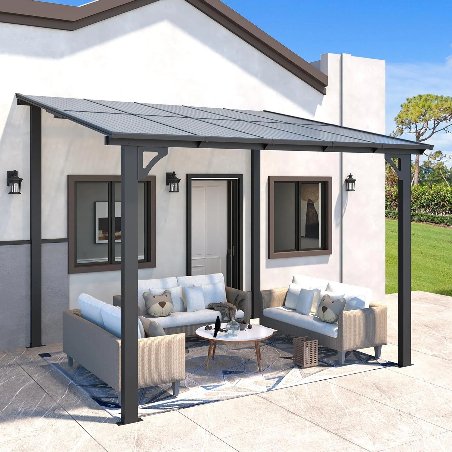 YODOLLA 8' x 10' Hardtop Gazebo Outdoor Aluminum Pergola ?For Garden, Patio, Backyard-Dark ?Gray