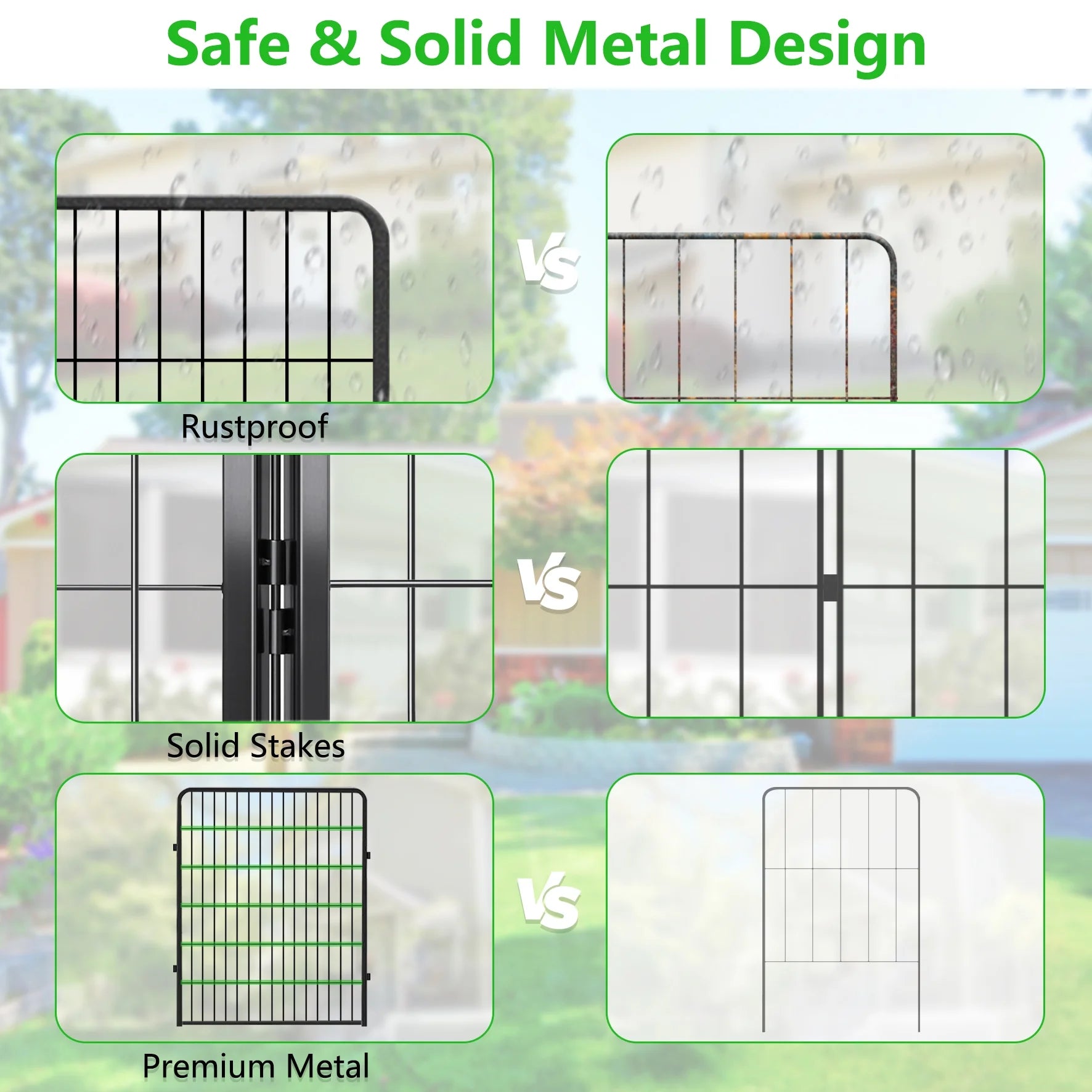 Jhsomdr Decorative Garden Fence 10 Panels Animal Barrier Fence 40" Height Metal No Dig Fence for Yard Patio