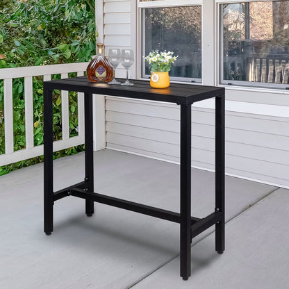 UBesGoo Outdoor Iron Bar Table, 40'' Rectangle Patio Counter Height Console Table, Metal Console Table for Grill, Black