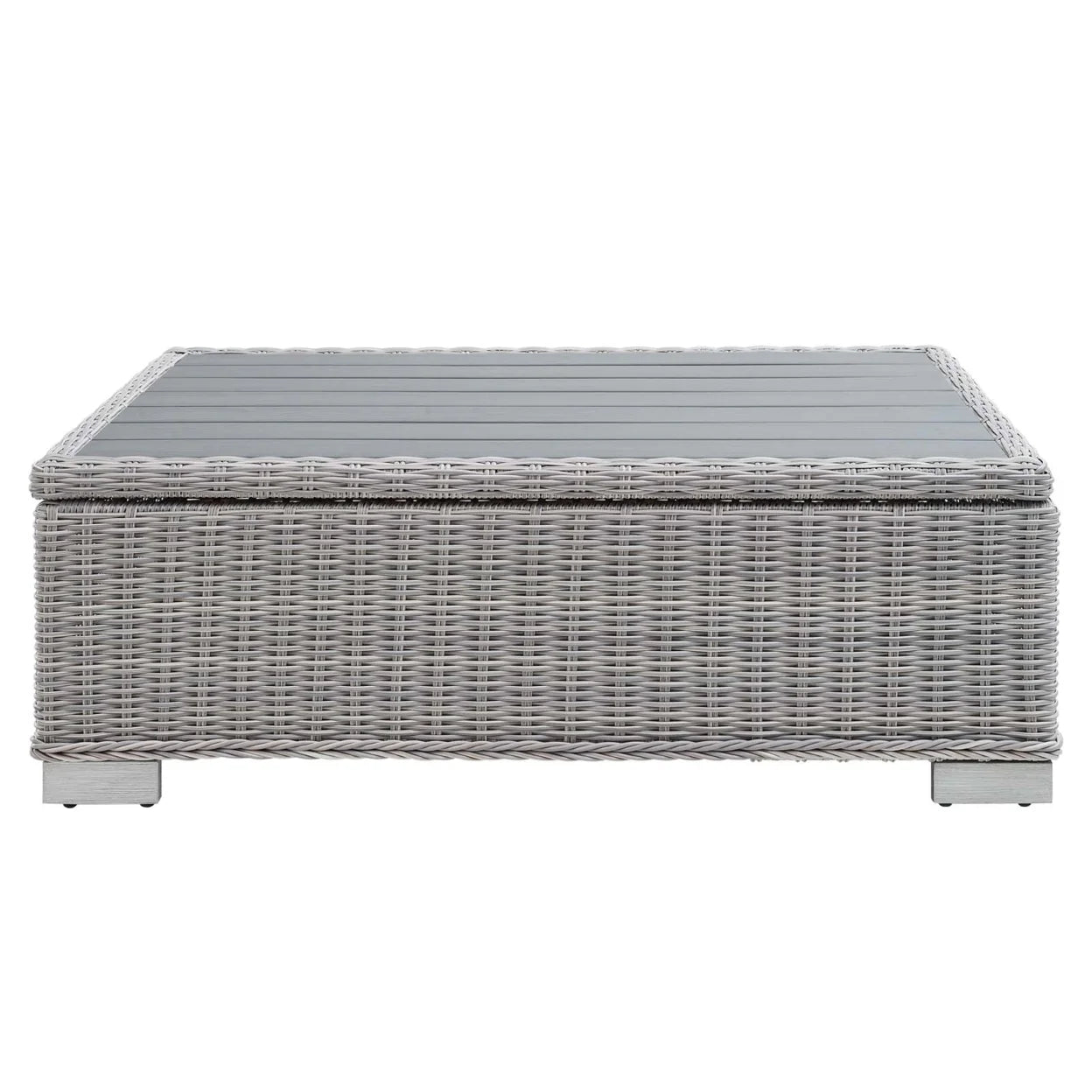 Modway Conway 45" Outdoor Patio Wicker Rattan Coffee Table in Light Gray