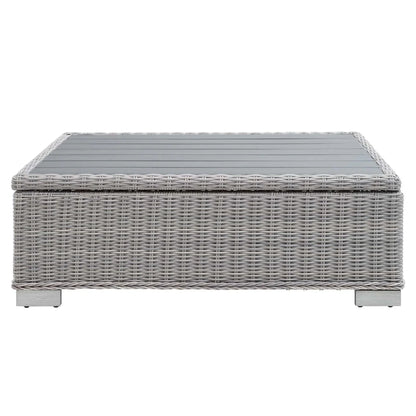 Modway Conway 45" Outdoor Patio Wicker Rattan Coffee Table in Light Gray