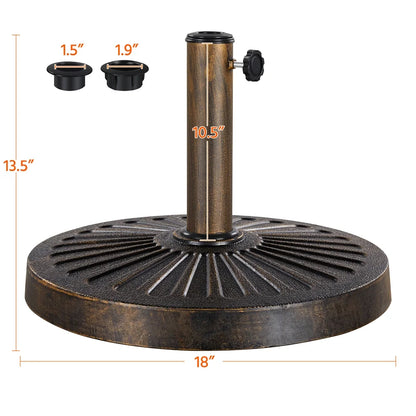 Yaheetech 11FT Patio Umbrella 8 Ribs Market Umbrella + 30lbs 18'' Round Patio Base Stand for Outdoor, Red