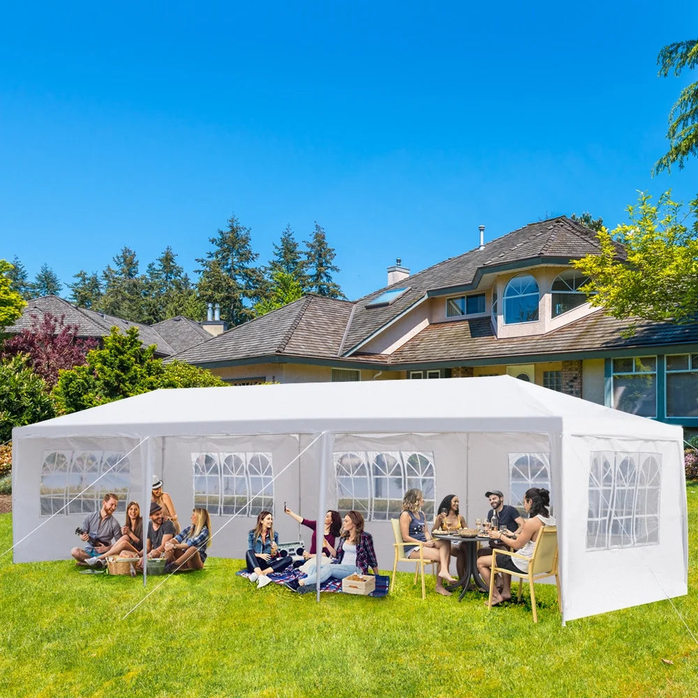 10'x30' Canopy Tent, Canopy Party Tent with 5 Removable Sidewalls,Waterproof Gazebo Tent for Patio/Outdoor/Wedding Parties and Events, White
