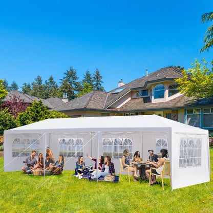 10'x30' Canopy Tent, Canopy Party Tent with 5 Removable Sidewalls,Waterproof Gazebo Tent for Patio/Outdoor/Wedding Parties and Events, White