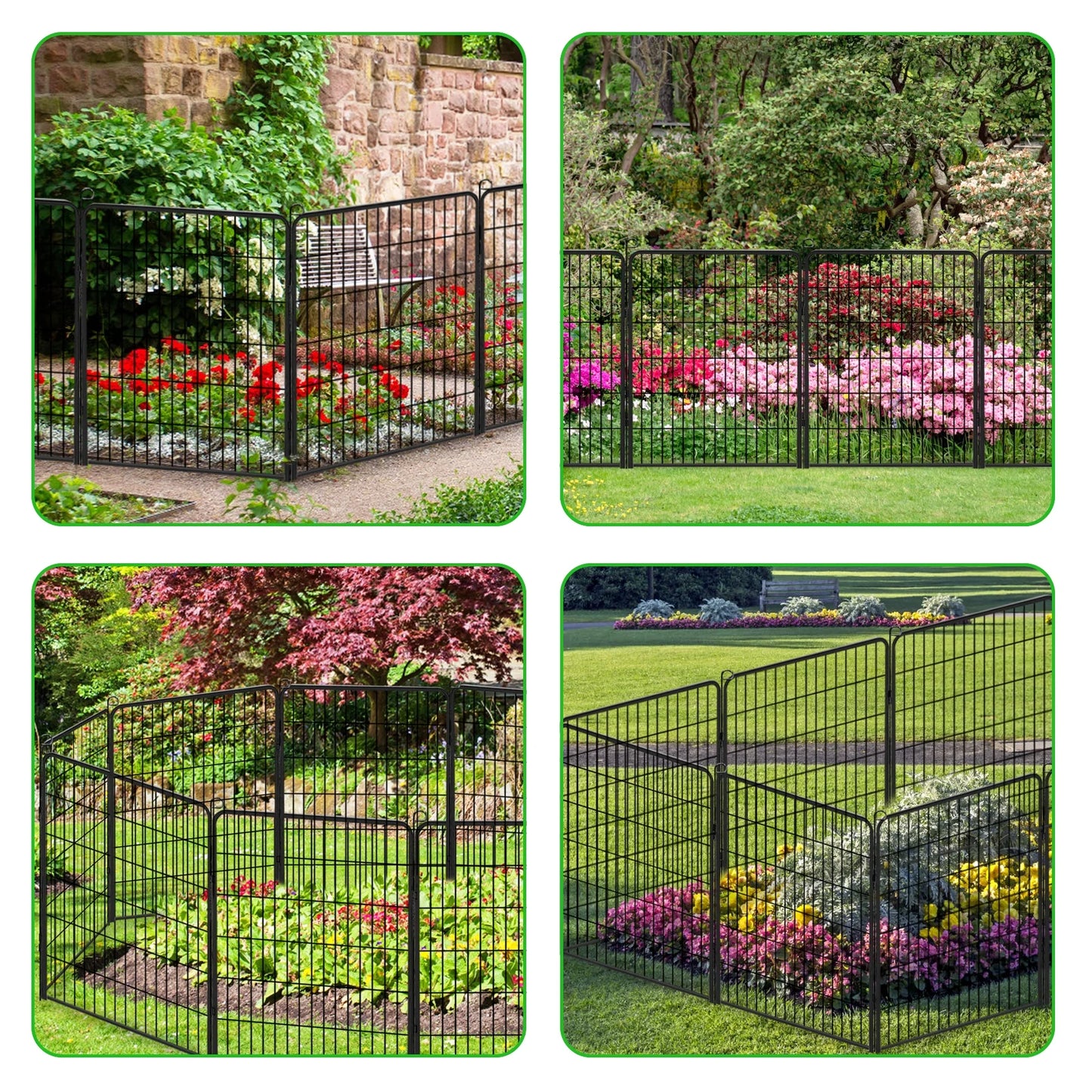 Jhsomdr Decorative Garden Fence 10 Panels Animal Barrier Fence 40" Height Metal No Dig Fence for Yard Patio