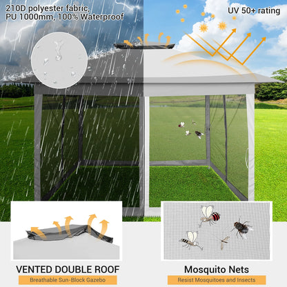 SANOPY 12x12FT Patio Gazebo Outdoor Pop up Gazebo with Mosquito Net& Four Sandbags Outdoor Party Instant Shelter Portable Folding Gazebo Waterproof and UV Protection Gazebo Tent for Backyard