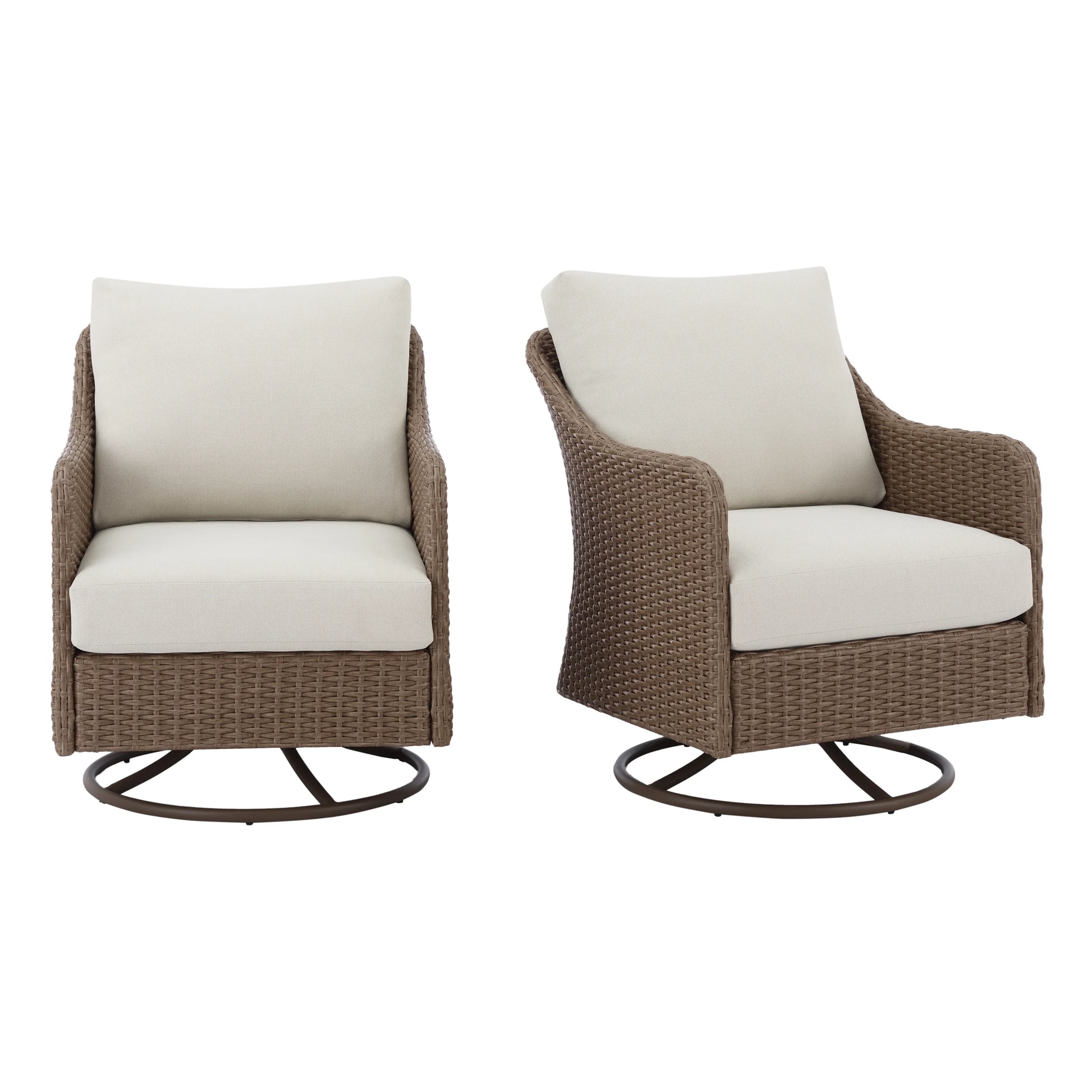 Mainstays Chelsea 2 Pieces Outdoor Patio Swivel Rocker with Beige Cushions