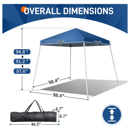Wqmh 6x6 ft Pop Up Canopy Tent, Outdoor Foldable Portable Canopy for Camping, Patio, Easy Up Gazebo with Carry Bag Slant Legs