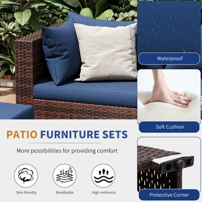 UDPATIO Patio Furniture Sets, Modular Rattan Outdoor Patio Sectional Furniture Sofa Set, Wicker Patio Conversation Set for Backyard,9PCS