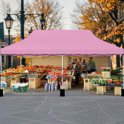 Spaco 10 X 20 FT Pop up Canopy Tent, Foldable and Portable Canopy with Carry Bag for Patio, Garden, Backyard, Pink