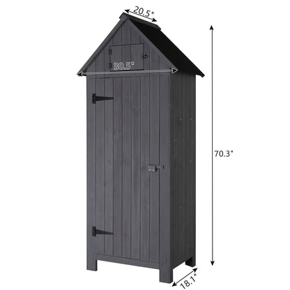 iTopRoad 70in Outdoor Storage Shed for Garden Tools, Wooden Patio Shed Lockers