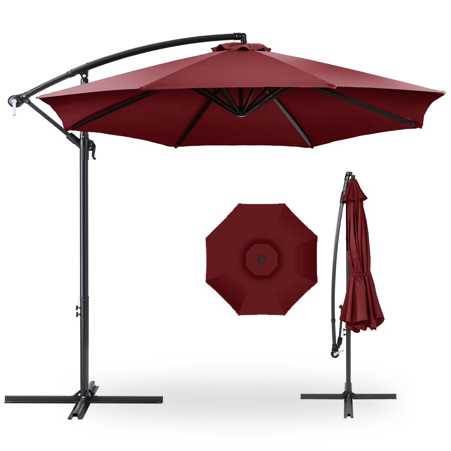 Best Choice Products 10ft Offset Hanging Outdoor Market Patio Umbrella w/Easy Tilt Adjustment - Tan