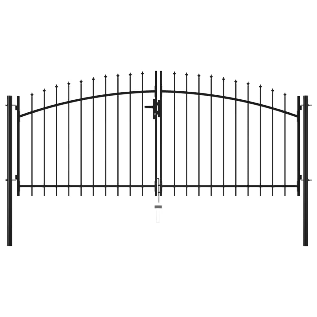 VidaXL Multi Sizes Double Door Fence Gate with Spear Top Outdoor Patio Barrier