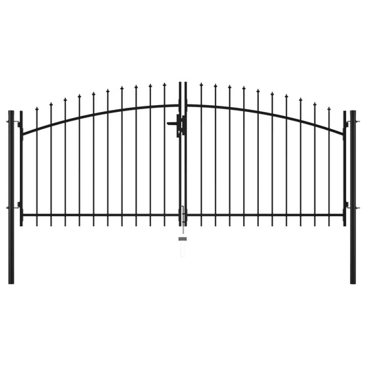 VidaXL Multi Sizes Double Door Fence Gate with Spear Top Outdoor Patio Barrier