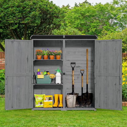 Aiho 55 in. Wide Outdoor Storage Shed with Lockable Double Doors - Weather-Resistant Garden Shed for Patio, Backyard & Lawn, Gray