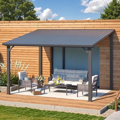 AECOJOY 10' x 12' Hardtop Gazebo, Heavy Duty Outdoor Gazebo with Galvanized Steel Sloping Roof, All Weatherproof Metal Gazebo Featuring Vertical Stripes for Patio, Backyard, and Lawns