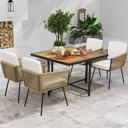 Costway 5 Pieces Patio Dining Set Outdoor Rectangular Table and Chairs Furniture Set