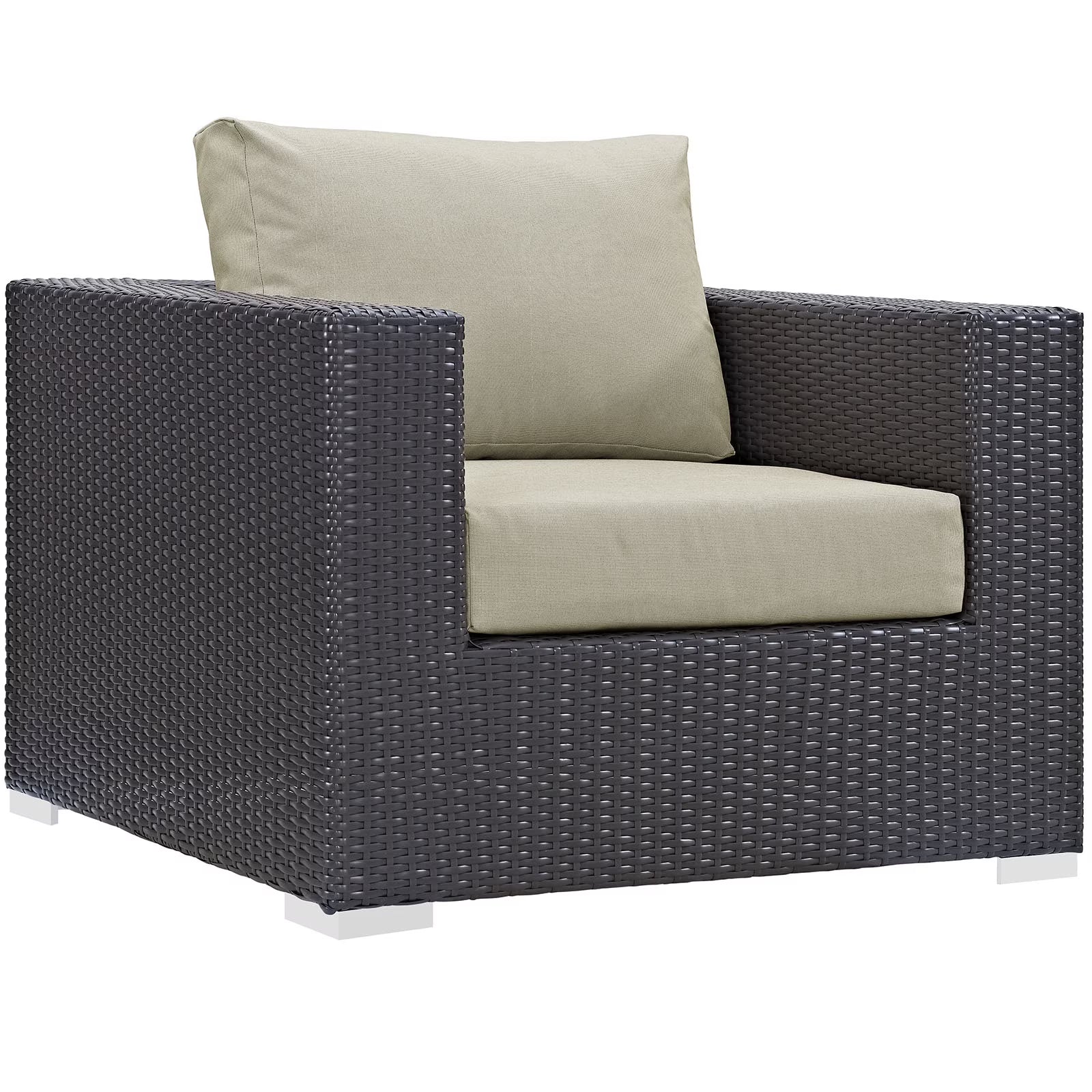 Modern Contemporary Urban Design Outdoor Patio Balcony Lounge Chair, Beige, Rattan
