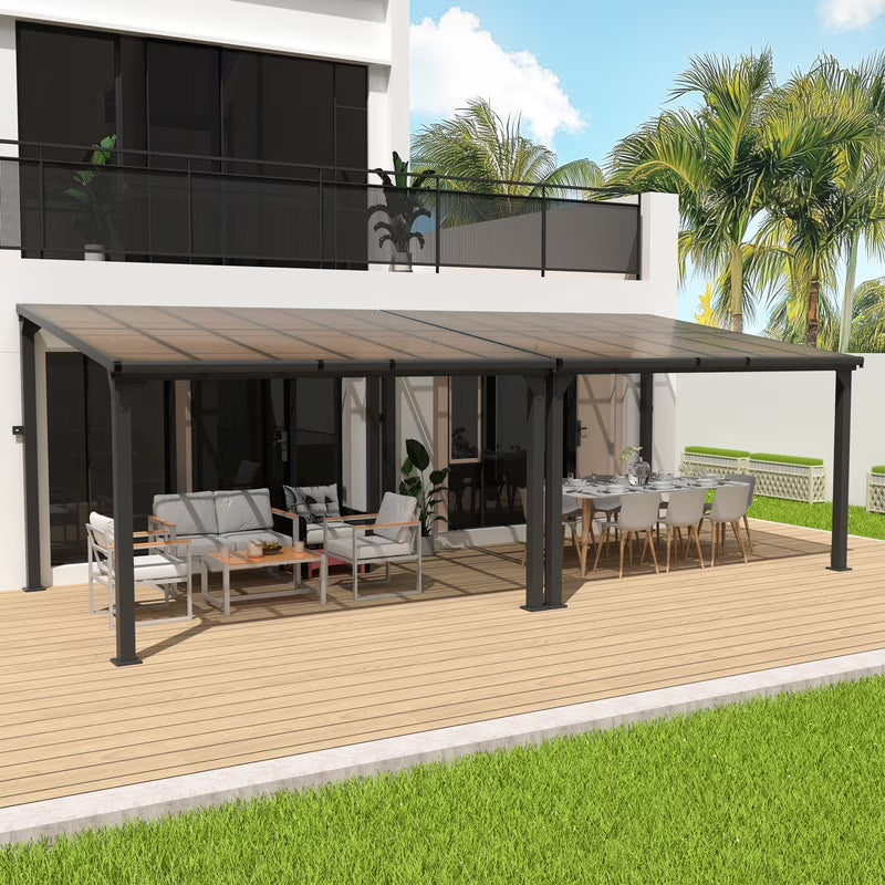 10 ft.10 ft. Hardtop Outdoor Gazebo Pergola Aluminum Framed with Sloping Pitched Roof for Garden, Patio