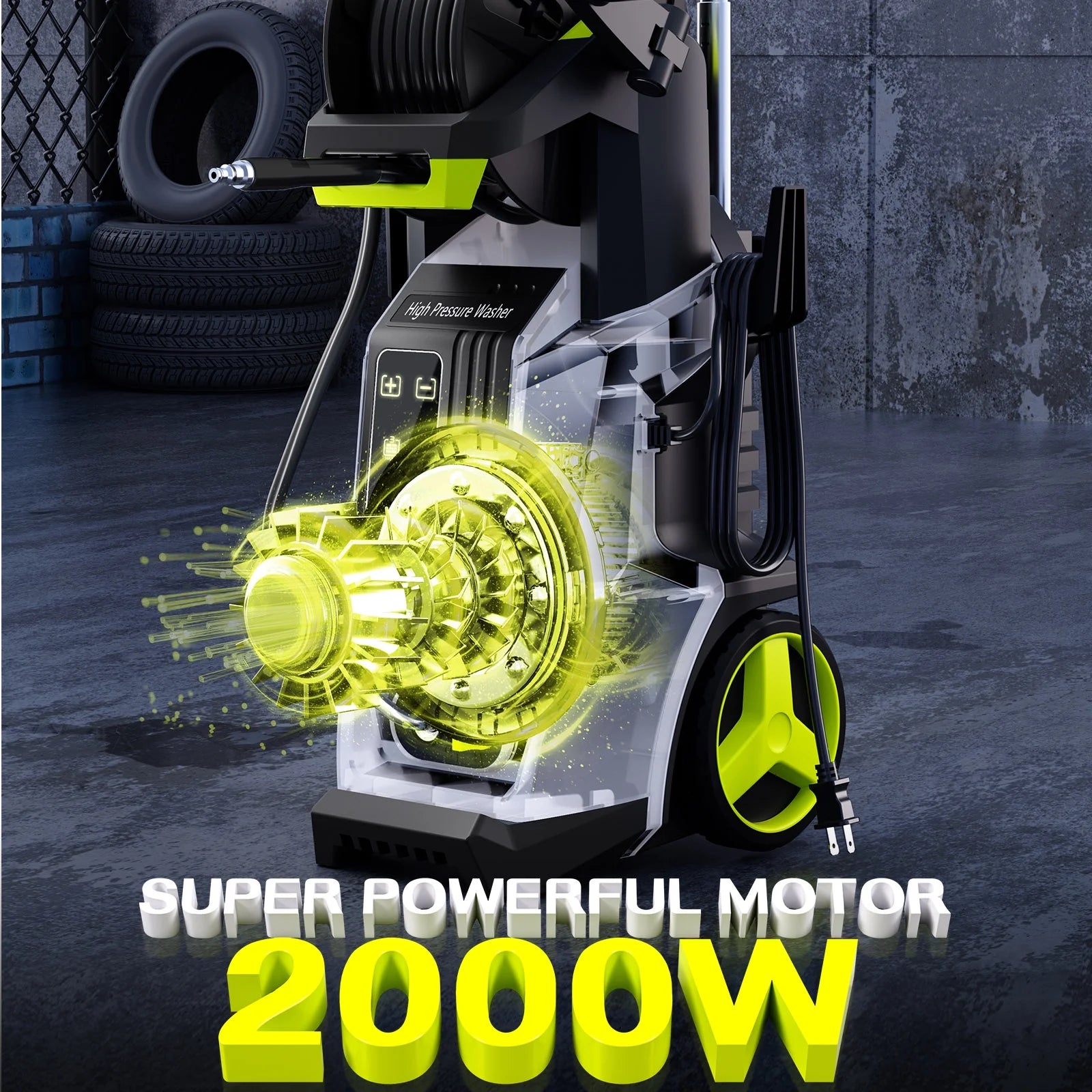 SUGIFT Electric Pressure Washer 4500PSI-Max 3.2GPM with Touch Screen Adjustable Pressure and 5 Nozzles Power Washer Cleaning for Patio,Blue