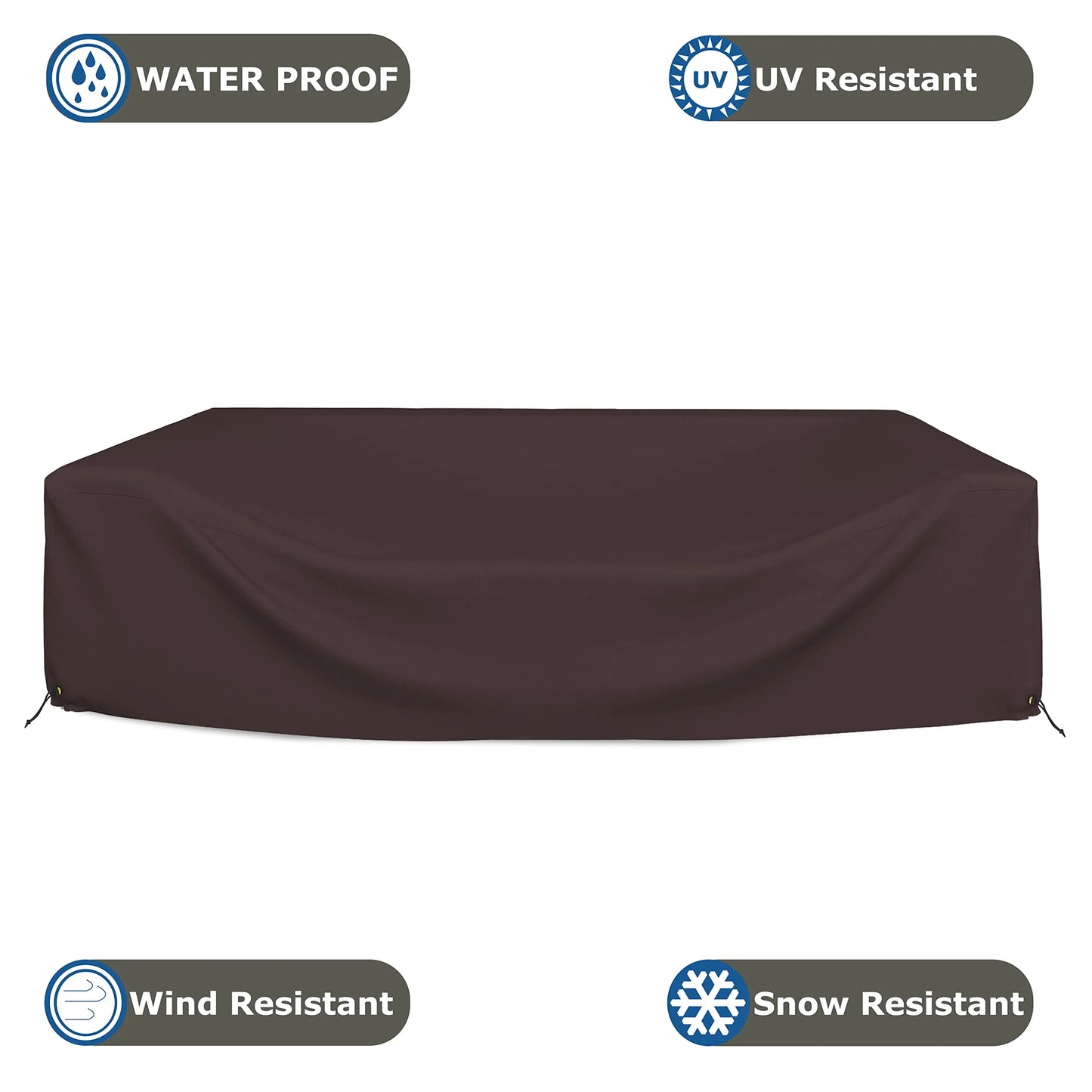 Covers & all Sectional Sofa Cover, Heavy duty 18 Oz Waterproof UV & Weather resistant, Outdoor Patio Couch Furniture Protector with Air Pockets & Drawstrings (83"L x 52"W x 29"H, Coffee)