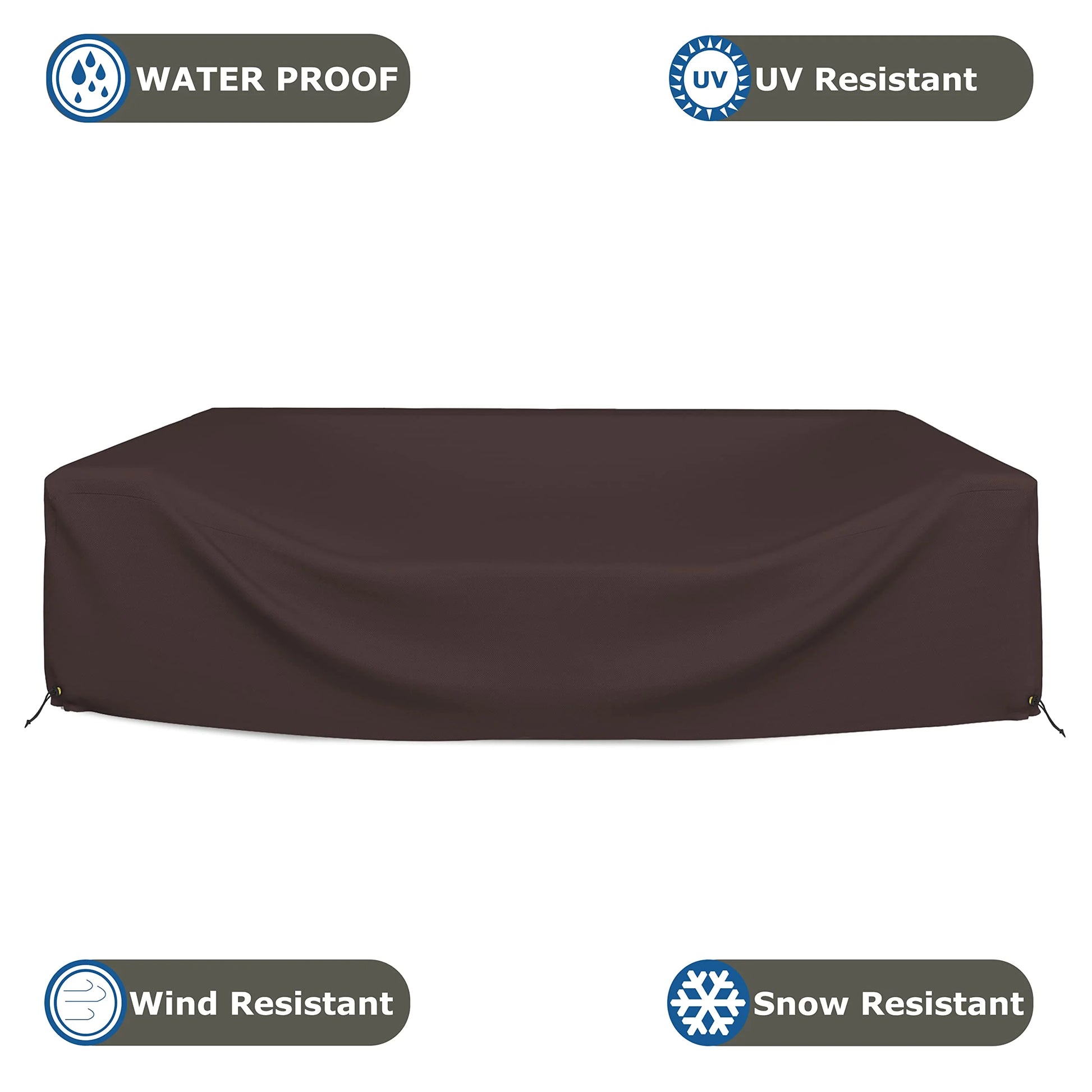 Covers & all Sectional Sofa Cover, Heavy duty 18 Oz Waterproof UV & Weather resistant, Outdoor Patio Couch Furniture Protector with Air Pockets & Drawstrings (83"L x 52"W x 29"H, Coffee)