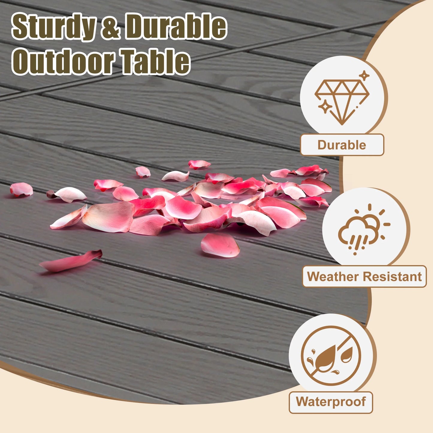 7 Piece Outdoor Dining Set, Patio Dining Table Set for 6 Persons, Garden Patio Textilene Dining Furniture Set with Plastic-Wood Tabletop, Dining Table Chairs Conversation Set for Deck Patio