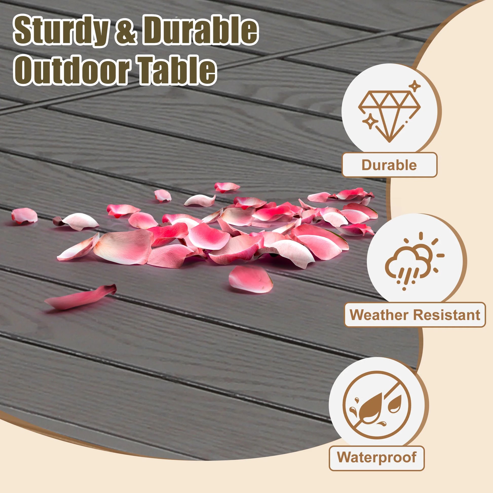7 Piece Outdoor Dining Set, Patio Dining Table Set for 6 Persons, Garden Patio Textilene Dining Furniture Set with Plastic-Wood Tabletop, Dining Table Chairs Conversation Set for Deck Patio