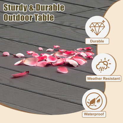7 Piece Outdoor Dining Set, Patio Dining Table Set for 6 Persons, Garden Patio Textilene Dining Furniture Set with Plastic-Wood Tabletop, Dining Table Chairs Conversation Set for Deck Patio