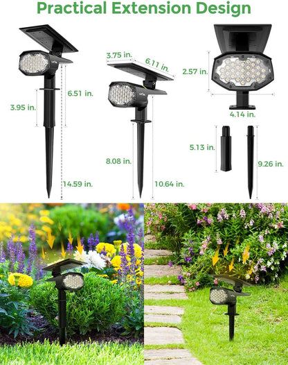 30 LED Outdoor Solar Landscape Spotlights Pro, IP67 Waterproof Wall Light for Yard Garden Driveway Porch Walkway Pool Patio Cold & Warm White -2 Pack