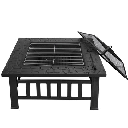 ZENY 32" Outdoor Fire Pit Square Metal Firepit Patio Garden Stove Wood Burning