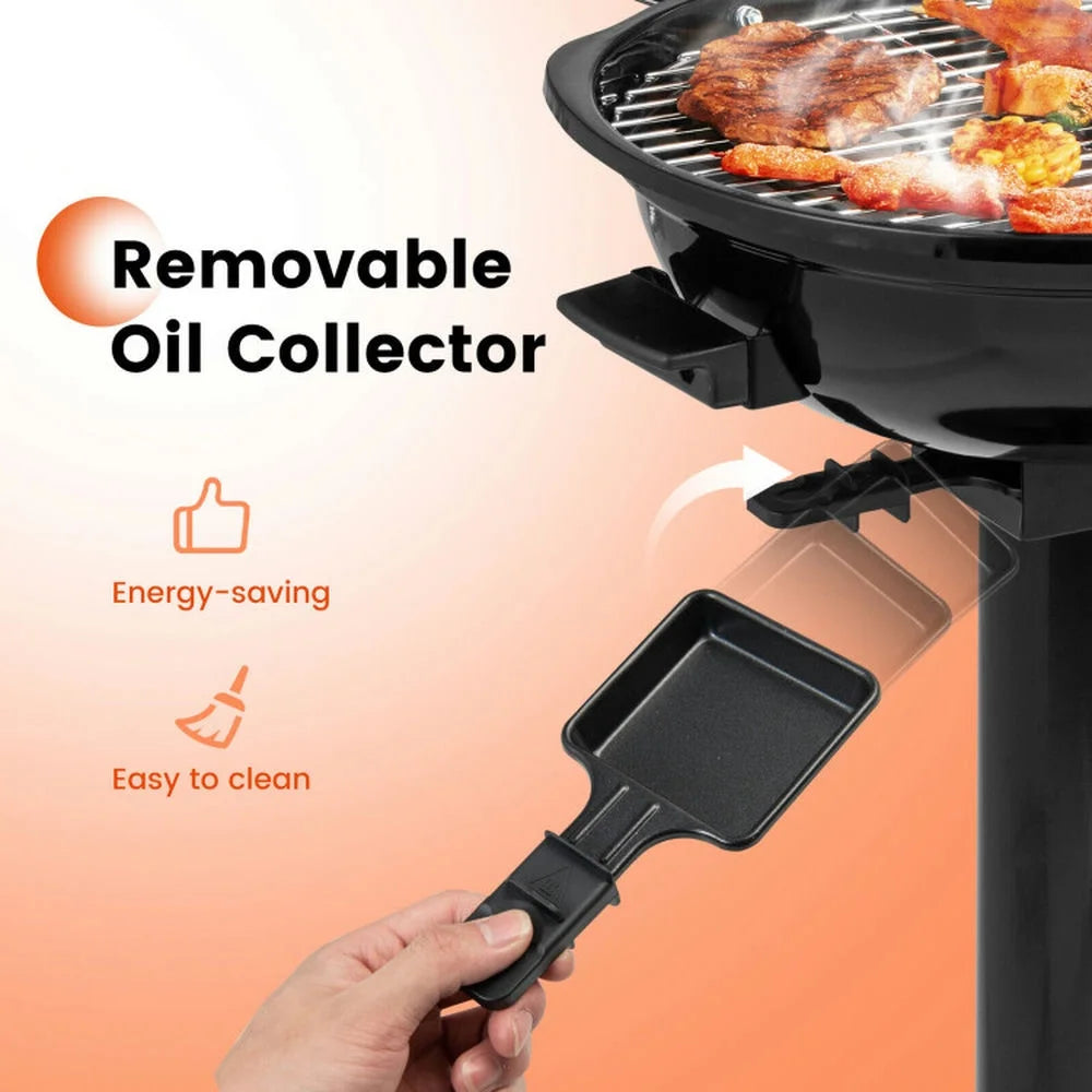 Topcobe 1600W Electric BBQ Grill with Removable Non-Stick Warming Rack, Cooking Space for Backyard, Patio and Parties