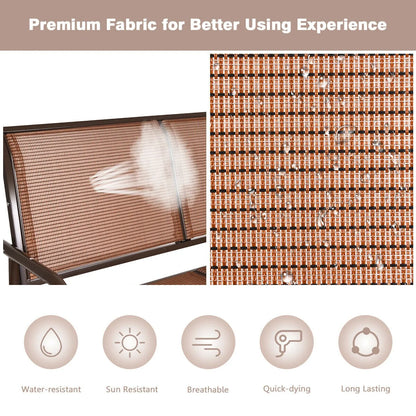 Gymax 48'' Outdoor Patio Swing Glider Bench Chair Loveseat Rocker Lounge Backyard Brown