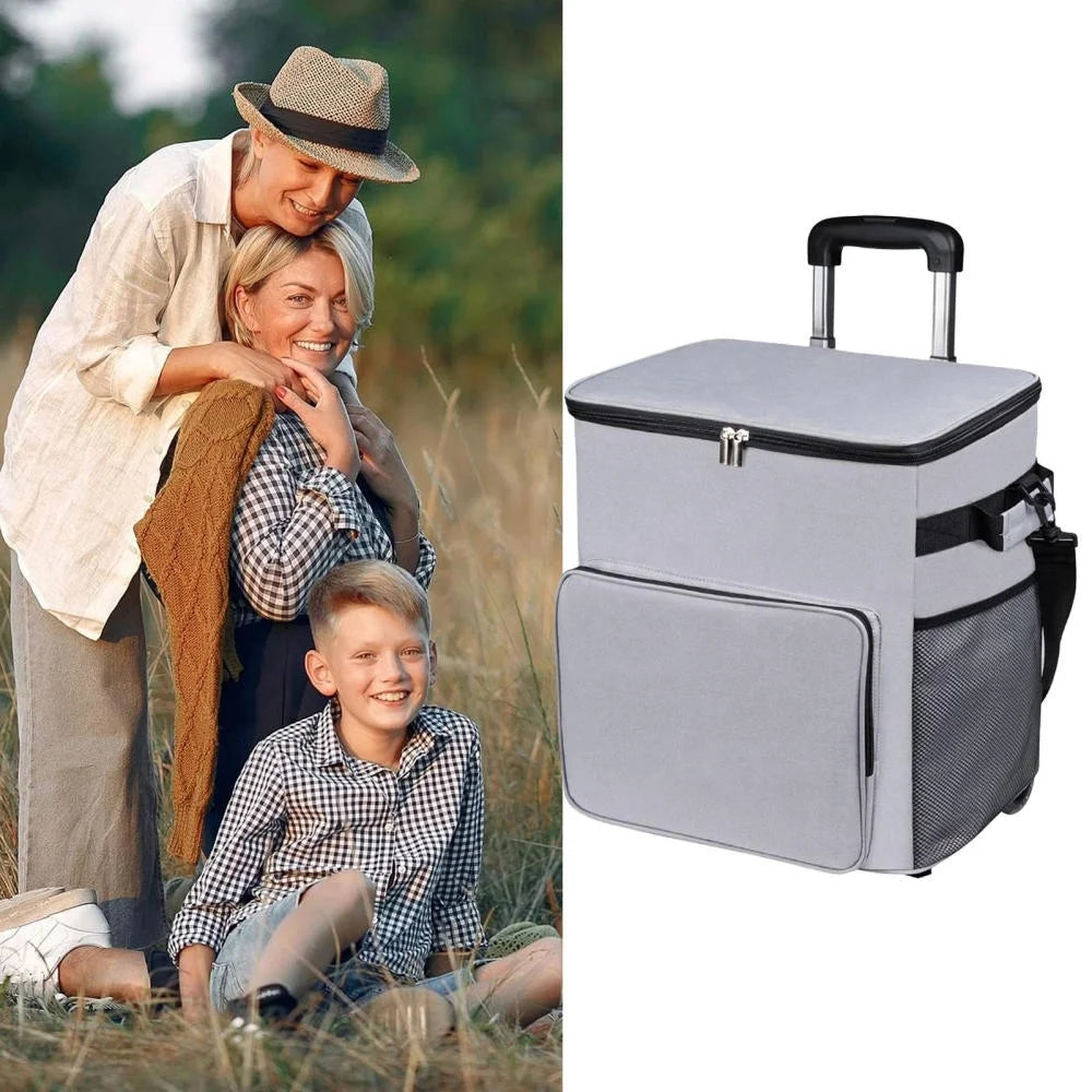AITOCO Cooler on Wheels Lightweight Cooler Insulated Trolley Cart with Handle 35L Leakproof Bag for Travel Picnic Patio Outdoor Beach Camping manner