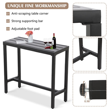 Outdoor Bar Table, 63 Patio Console Pub Height Table with Powder Coated Steel Frame and Weather Resistant Waterproof Top for Hot Tub, Balcony, Garden, Yard, Poolside, Indoor Outdoor