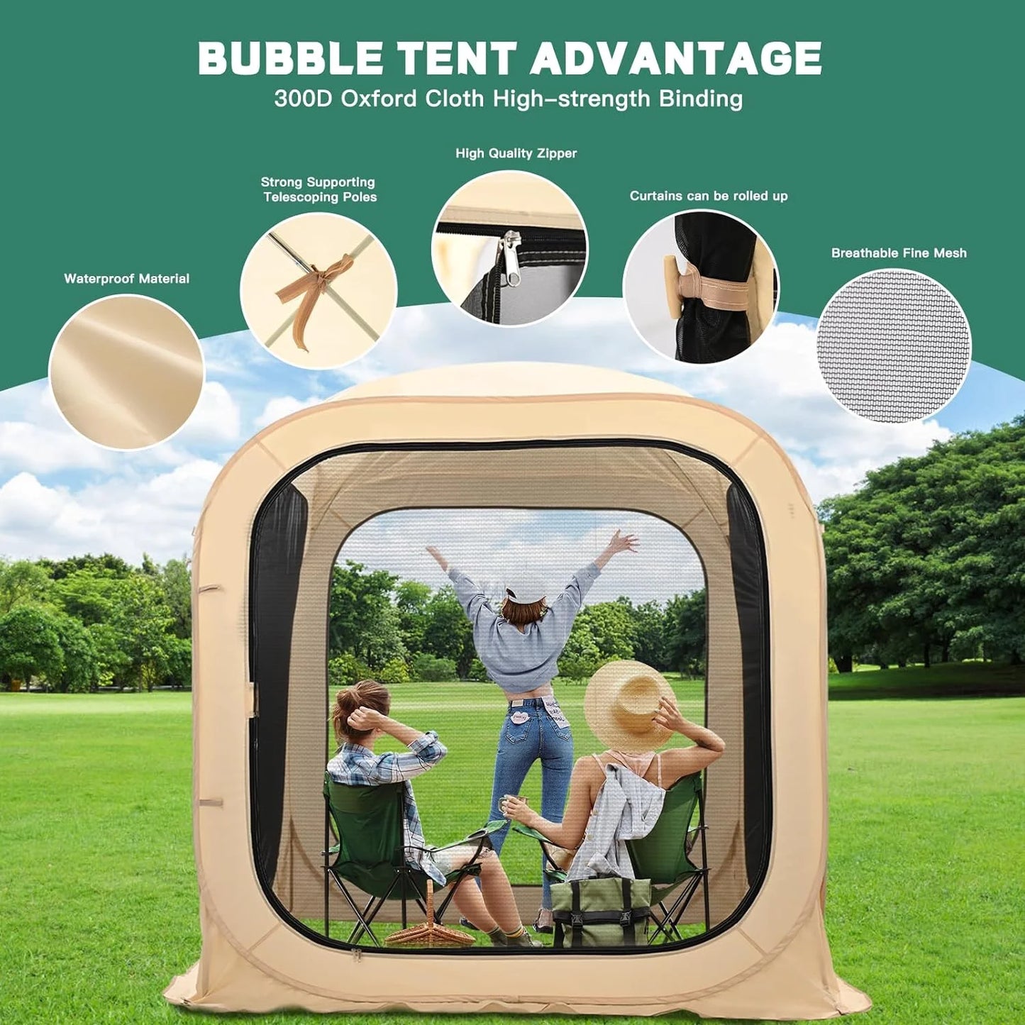Slsy Screen House Tent Pop-Up, Portable Screen Room Canopy Instant Screen Tent Outdoor Camping Tent with Carry Bag for Patio, Backyard, Deck & Outdoor Activities