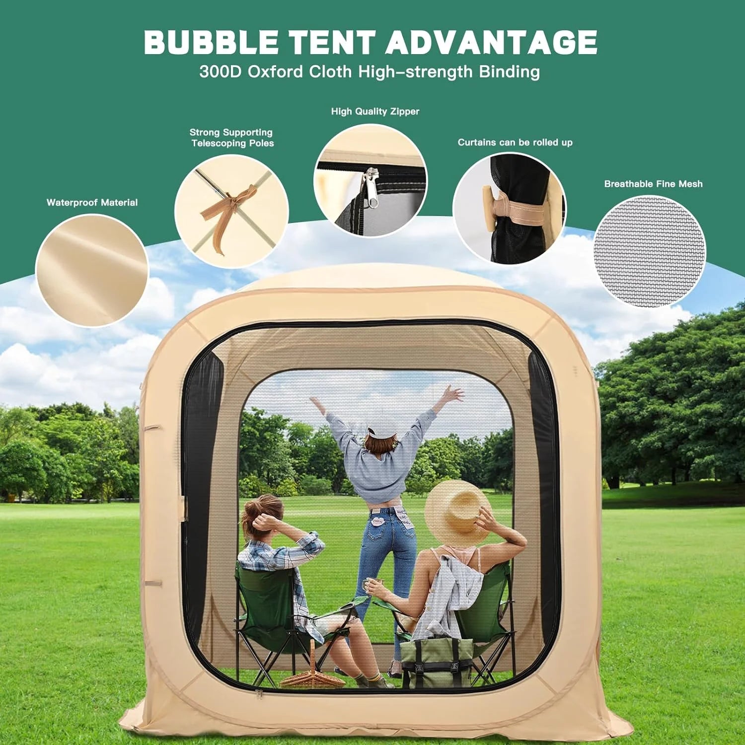 Slsy Screen House Tent Pop-Up, Portable Screen Room Canopy Instant Screen Tent Outdoor Camping Tent with Carry Bag for Patio, Backyard, Deck & Outdoor Activities