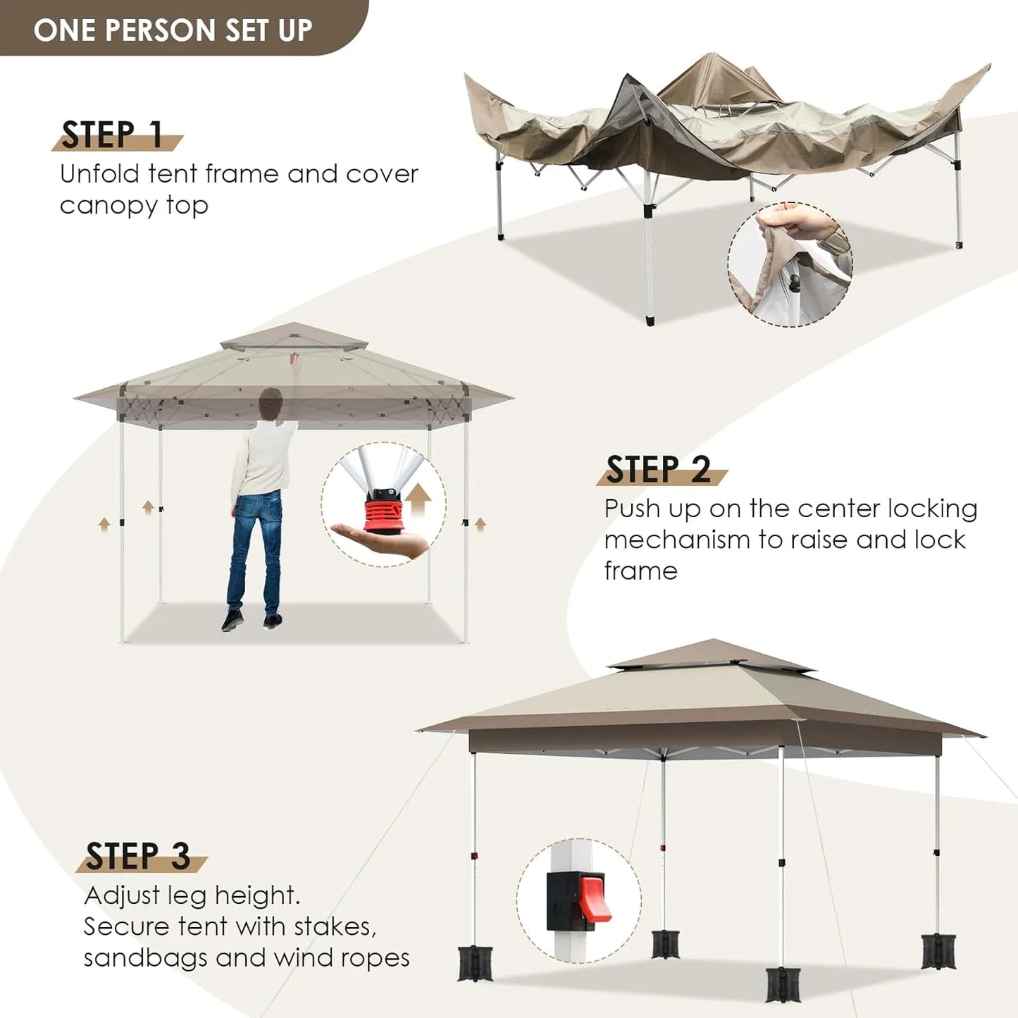 Arlopu White 12' x 12' Ez Pop Up Canopy Tent Portable Instant Folding Shelter Outdoor Camping Canopy Patio Party Gazebo