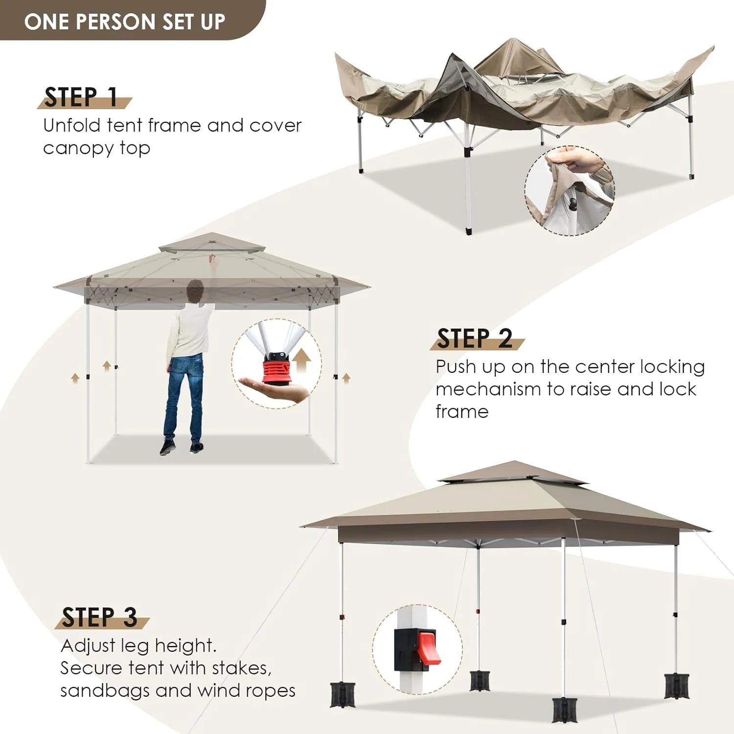 Arlopu White 12' x 12' Ez Pop Up Canopy Tent Portable Instant Folding Shelter Outdoor Camping Canopy Patio Party Gazebo