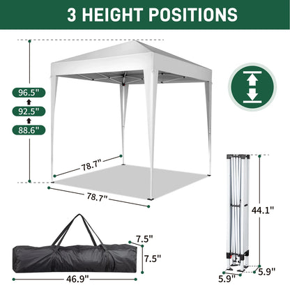 Outdoor Canopy Tent Pop Up with 4 Sidewalls 6.5x6.5 ft, Patio Portable Canopies Shelter Heavy Duty Straight Legs with Roller Bag, 8 Stakes, 4 Ropes, White