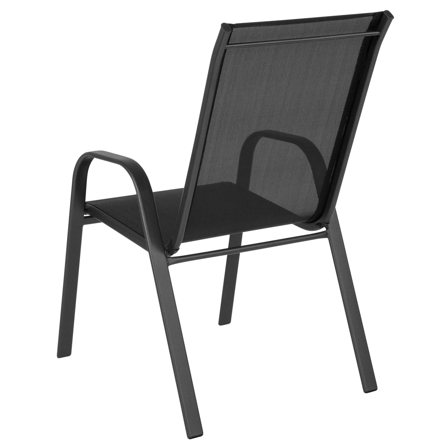 Flash Furniture Flash Furniture Brazos Series Outdoor Stackable Patio Chairs for Adults, Set of 4, Black