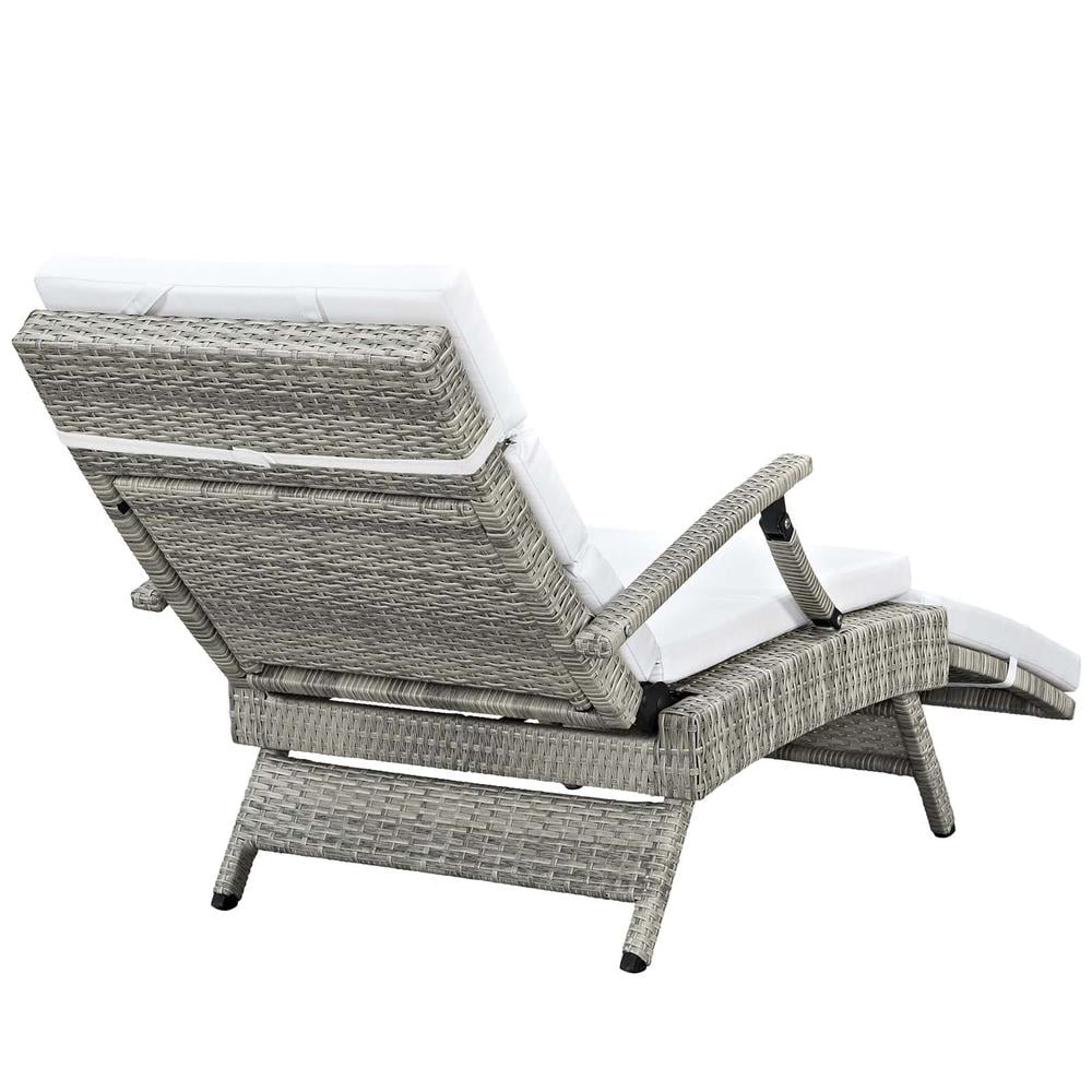 Modway Envisage Chaise Outdoor Patio Wicker Rattan Lounge Chair in Light Gray White