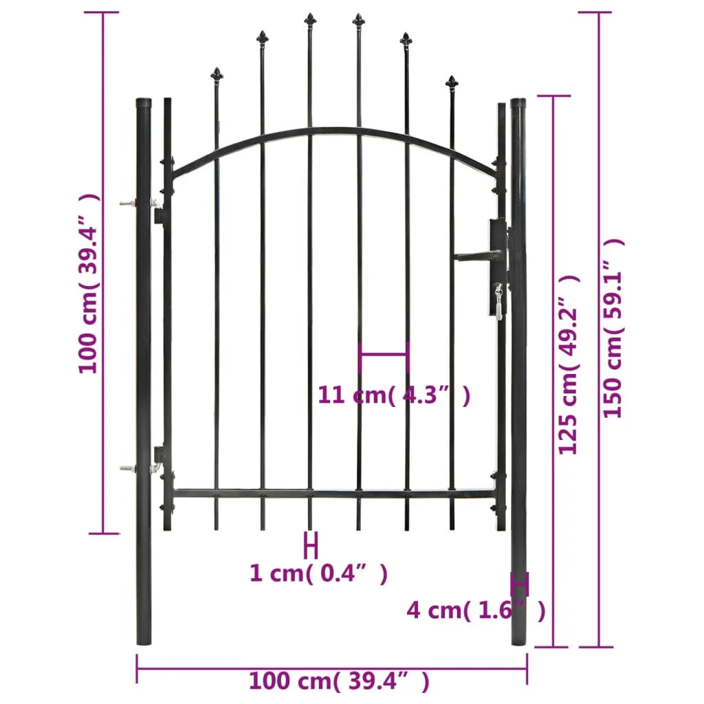 vidaXL Fence Gate Metal Fence Post Garden Gate for Outdoor Patio Lawn Steel