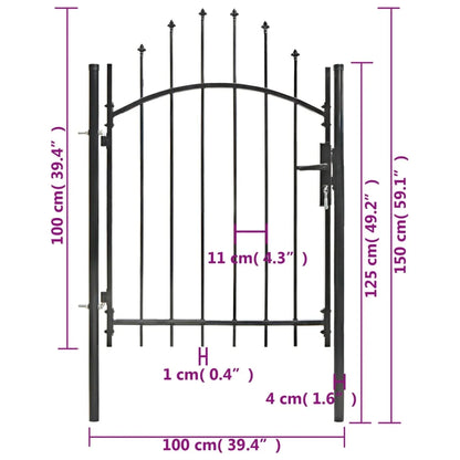 vidaXL Fence Gate Metal Fence Post Garden Gate for Outdoor Patio Lawn Steel